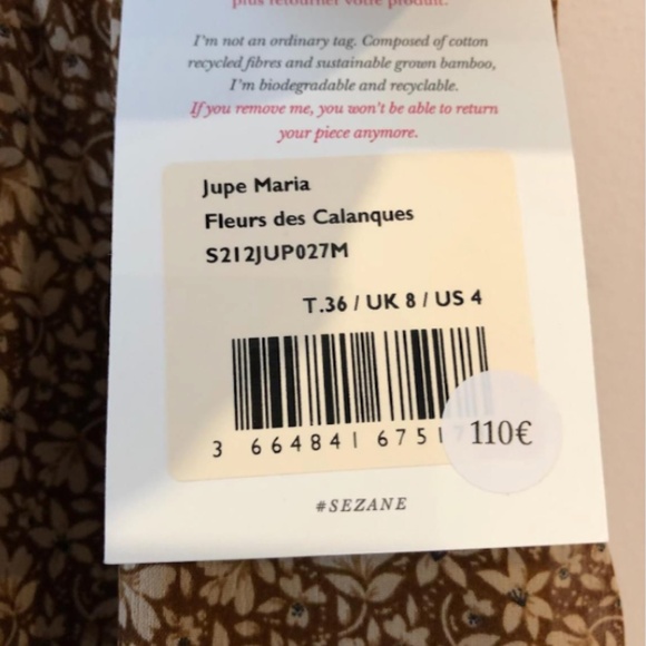 NWOT Sézane Maria Skirt Calanques print 36 (4) - Picture 4 of 9